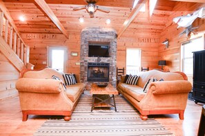 Smart TV, fireplace, video games, DVD player