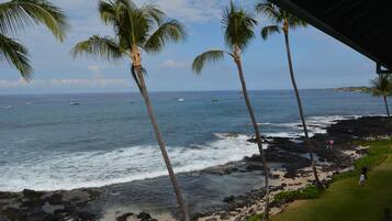 On the beach, sun loungers, beach towels