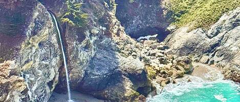 On the beach, beach towels