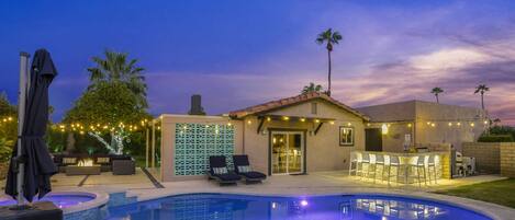 Piscine extérieure, piscine chauffée