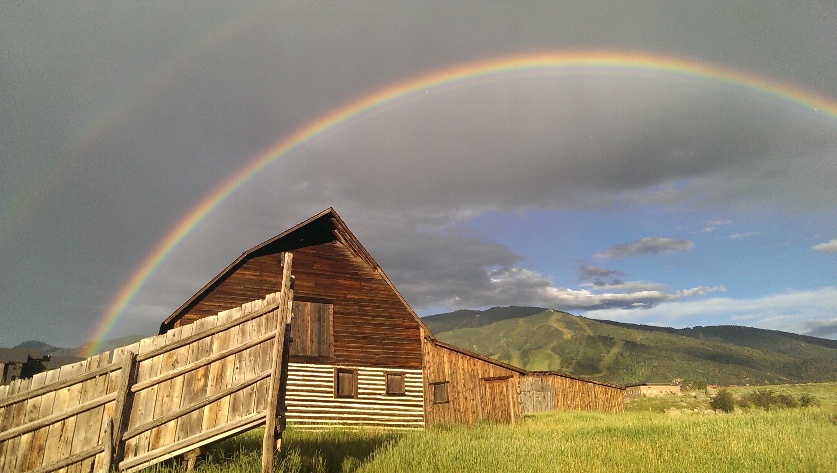 Summertime looking up towards mountain from Steamboat Barn