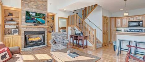 TV, fireplace, DVD player