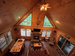 Interior - Natures retreat!  Lakeside log cabin on 7 acres! Hike, Fish, Swim, Kayak, Spa!  (wautoma)