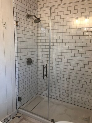 Combined shower/tub, hair dryer, toilet paper - Bright and Spacious Cape House with Central Air (Wellfleet)