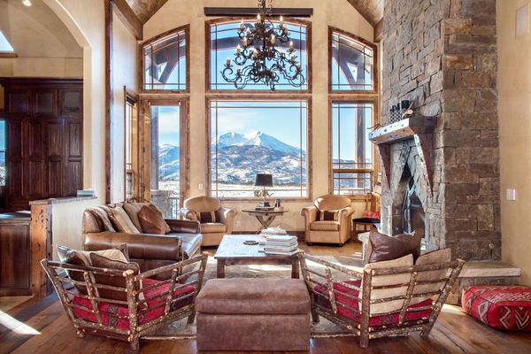 High ceilings and huge windows capture bring in the Mt. Sopris  views & sunshine