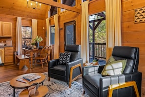 Smart TV, fireplace, video games, DVD player