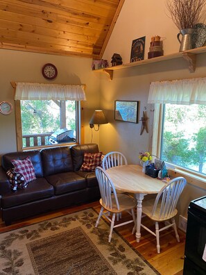 Una televisión, un reproductor de DVD, libros, una videoteca