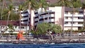 Un hôtel en bord de mer doté de nombreux balcons, de palmiers et offrant une vue sur l’océan.