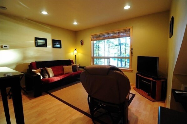 Smart-TV, DVD-Player, Bücher, Stereoanlage