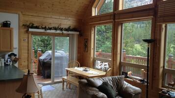 Smart TV, fireplace, DVD player, books