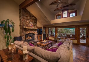 TV, caminetto, console per videogiochi, lettore DVD