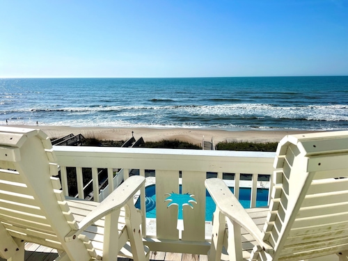 Topsail Island Direct Oceanfront! HEATED POOL / Private Hot Tub 5 br sleeps 12