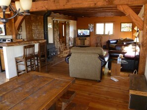 Smart TV, fireplace, DVD player