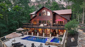 A heated pool, a waterfall pool