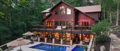 A heated pool, a waterfall pool