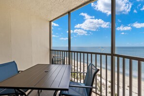 Outdoor dining - Riviera Club 9th floor Direct Beach Front IAN UPDATED AND READY!!! (Fort Myers Beach)