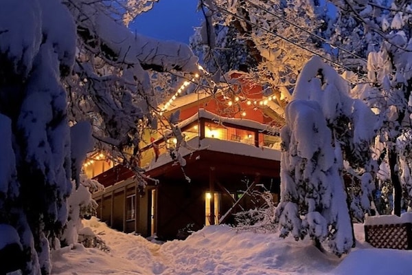 The cabin smothered in snow (taken by one of our great renters).