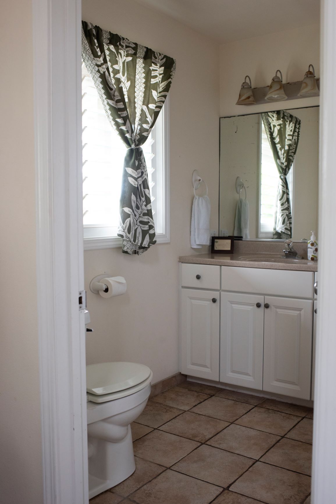 Combined shower/tub, hair dryer, towels, soap