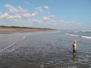 On the beach, beach towels