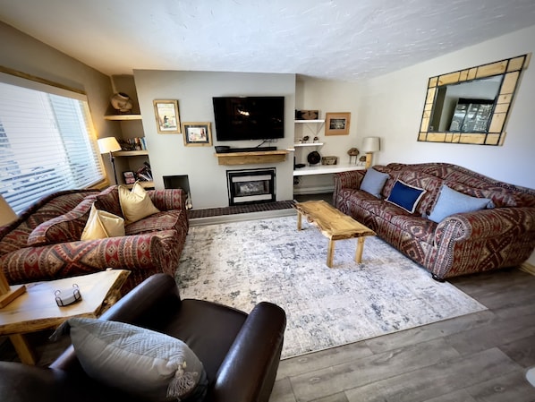 Fernseher, Kamin, DVD-Player