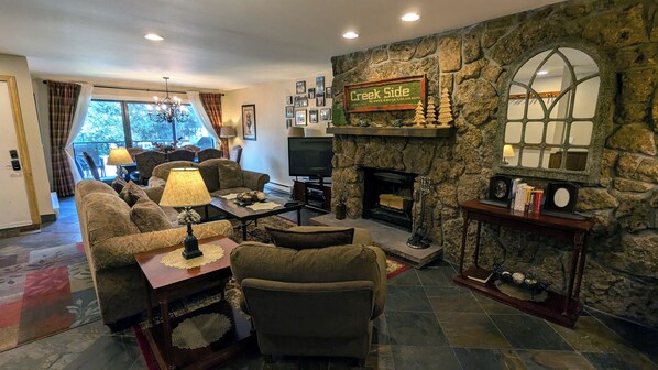 TV, fireplace, DVD player