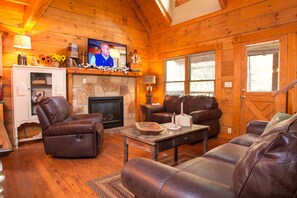 Smart TV, chimenea y reproductor de DVD 