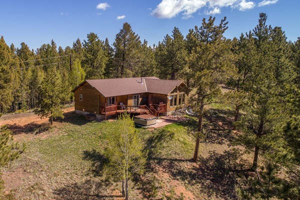 The Elk Spring Cabin nestled in the trees!