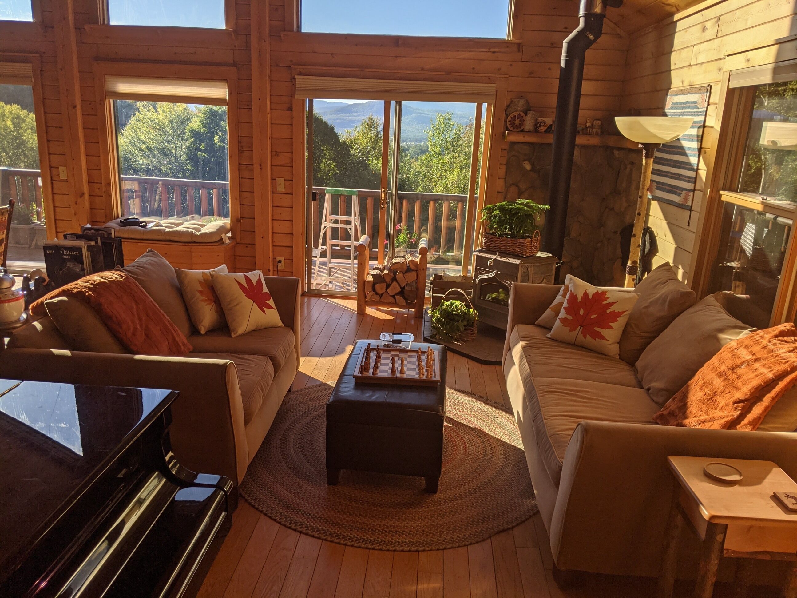 Livingoom  illuminated in  Autumn color