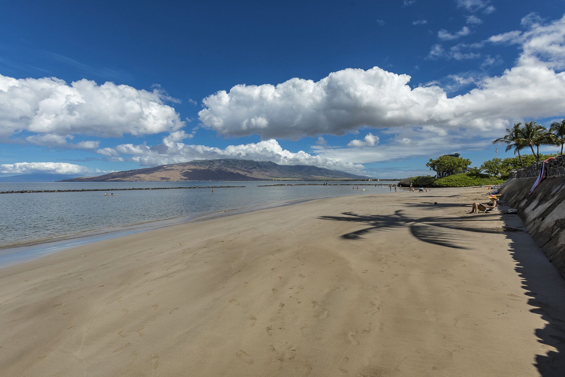 On the beach, beach towels