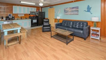 Smart TV, DVD player, books, video library