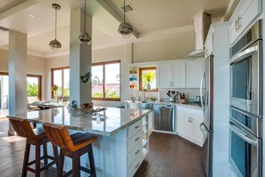 Fridge, microwave, oven, stovetop - Luxury 3-Story Waterfront Villa with Pool (Placencia)