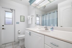 Hair dryer, towels, toilet paper