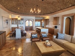 TV, fireplace, stereo - Villa #18:  LUXURY 5 Bed/5 bath Oceanfront home for 14 guests.  Renovated 3/26. (Puerto Peñasco)