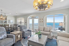 TV, fireplace, books