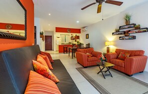 Smart TV, DVD player, books