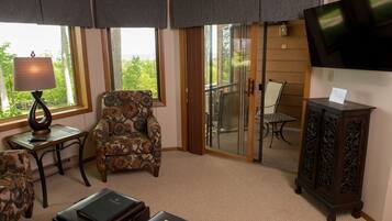 TV, fireplace, music library, stereo