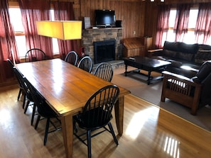 TV, fireplace, DVD player, video library