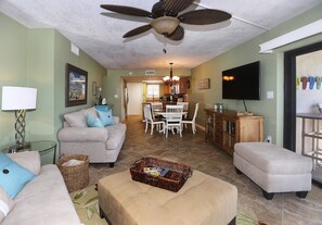 Smart TV, DVD player, video library, stereo