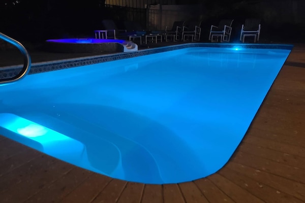 SALT WATER POOL AND SPA and Gas Heater: The salt water pool has a smooth and silky feel to the touch, much like rain water and its gentle on your eyes and skin. We have a heater for the pool for the early spring and late fall. The Spa will reach 100+ degrees year around and the new GAS heater will heat the pool up to over 86 degrees. The 12x28 pool is flat bottomed so the kids...