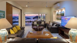 Smart TV, video games, ping pong, stereo