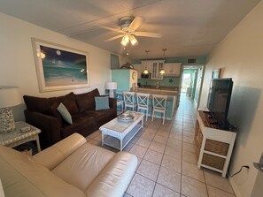 TV, DVD player, stereo