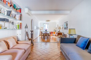 TV, DVD player, books, music library