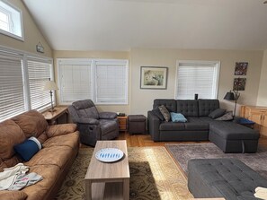 Smart TV, DVD player, books, video library