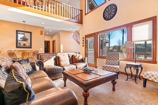 Smart TV, fireplace, DVD player, books