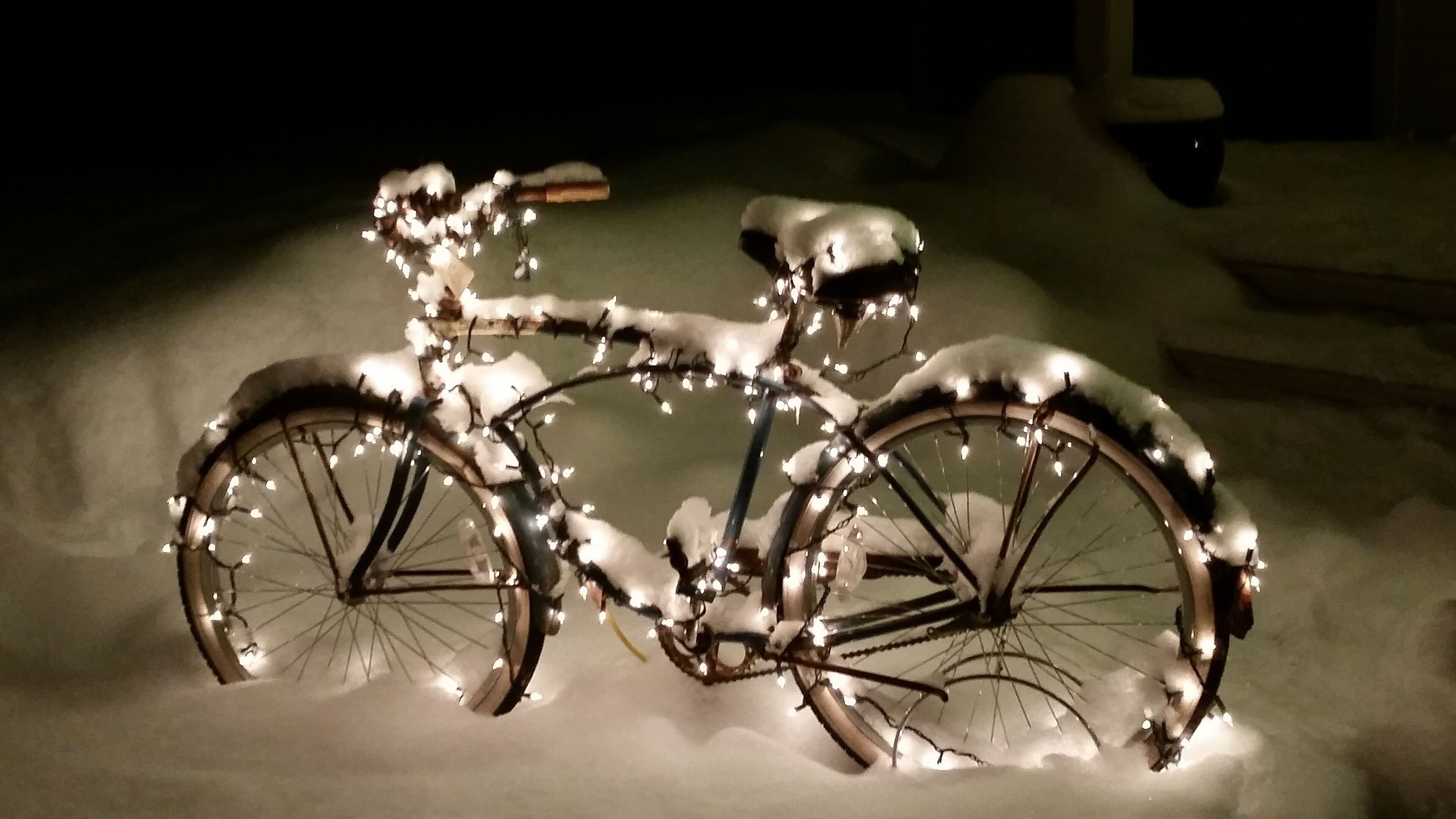 Our vintage red pedal bicycle.