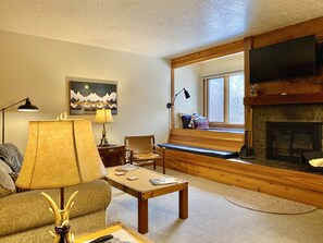 TV, fireplace - Secluded Jackson Hole Area Escape; views of Tetons, near ski hills & Yellowstone (Wilson)