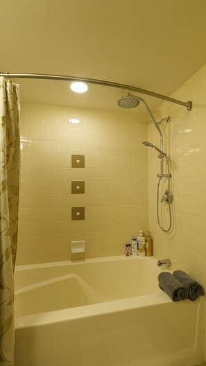 Combinazione doccia/vasca, asciugacapelli, asciugamani, shampoo