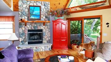 Fernseher, Kamin, DVD-Player