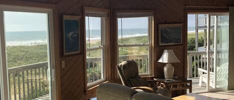 TV connectée, cheminée, lecteur de DVD, livres