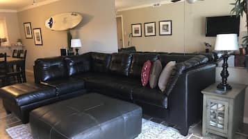 Smart TV, DVD player, books, music library